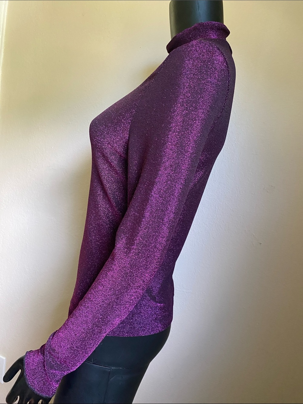SHEIN Shimmery Plum Mock Neck Long Sleeve Top - Picture 4 of 10